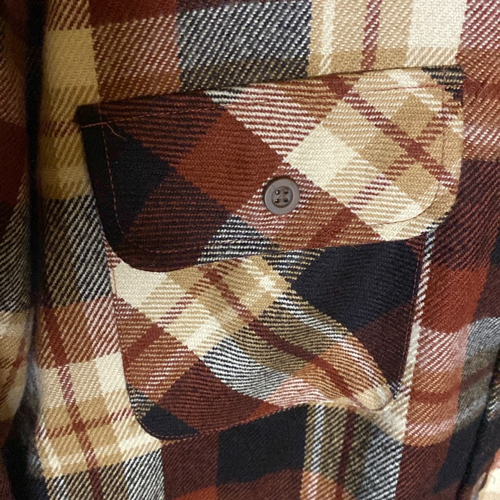 Vintage Big Yank Sport Abouts acrylic plaid flannel size large brown tan rust - Picture 2 of 6